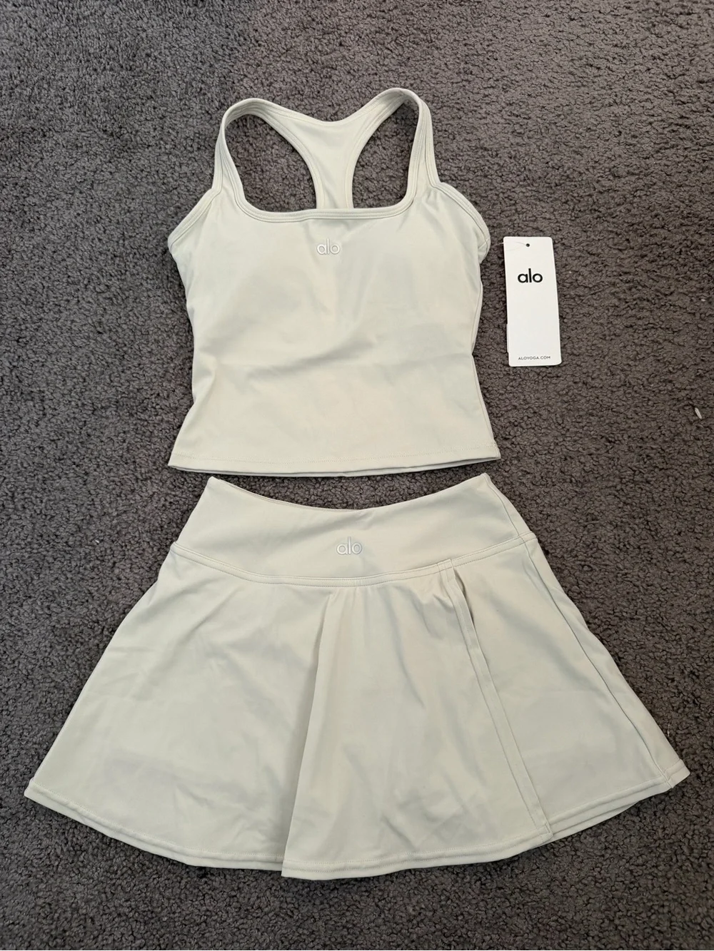 alo cream Tank and Skirt Set